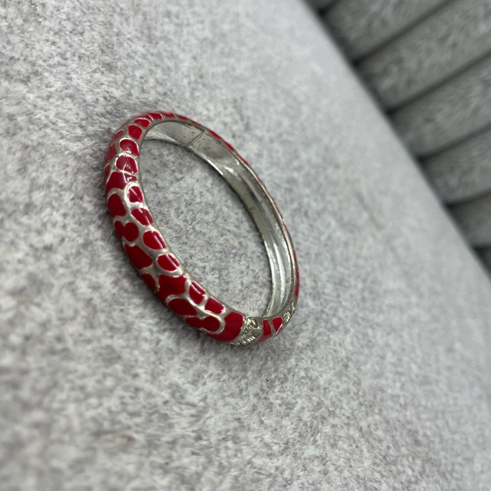 Vintage Ujoy Colorful Enameled Cuff Bangle Classic Contracted Design Bracelet